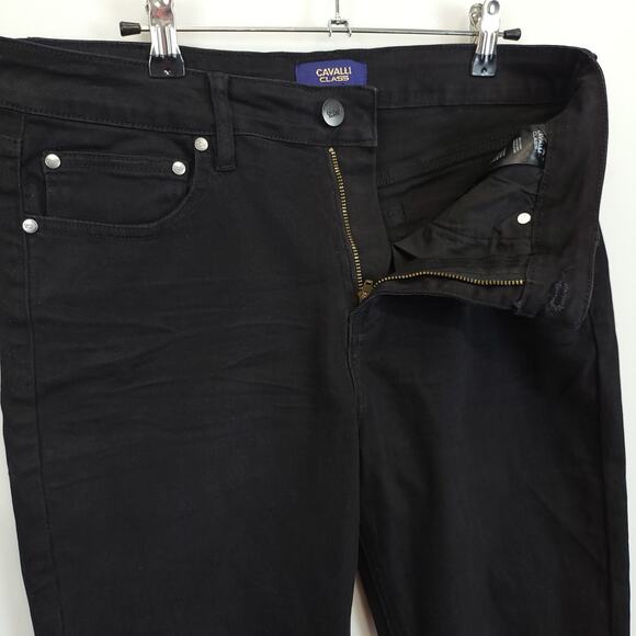 Cavalli Class Ultra Slim Ankle Back Jeans Rip Mid Rise Women 30 Pants Grunge - Picture 14 of 15